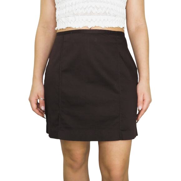 1990s Vintage Old Navy Brown Mini Skirt Size 8 Waist 30" - Picture 1 of 6